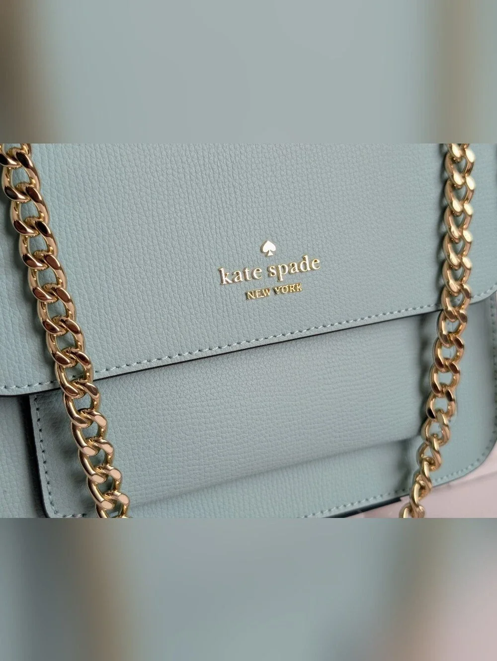 NWT Kate Spade Remi Flap Chain Crossbody Bag Wild Sage Aqua Blue Leather